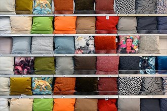 Many cushions in the DIY store