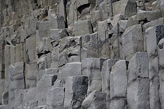 Detail of the basalt columns on the black beach near Vik i Myrdal