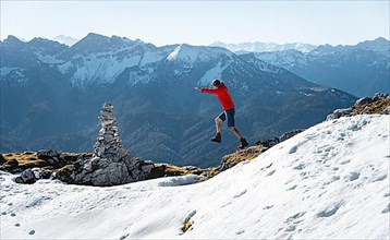 Mountaineer jumping