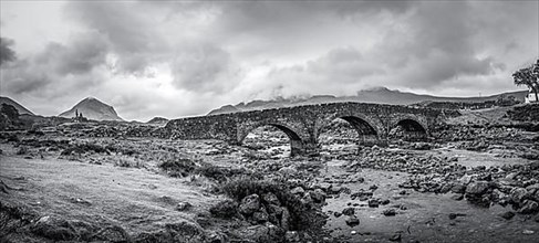 Sligachan Old Bridge in Black and White