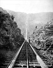 The railway line of the Otis Railway in the Catskill Mountains