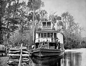 Steamboat on the banks of the Ocklawaha River in the State of Florida