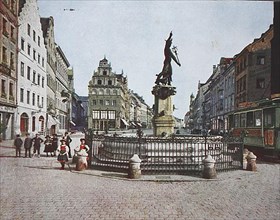 Historic photo of the Mercury Fountain in Augsburg