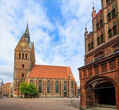Evangelical Lutheran Market Church St. Georgii et Jacobi and Old Town Hall in the style of North German Brick Gothic
