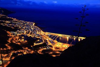 View from the Mirador Glorieta de la Concepcion the city of Santa Cruz de la Palma at night
