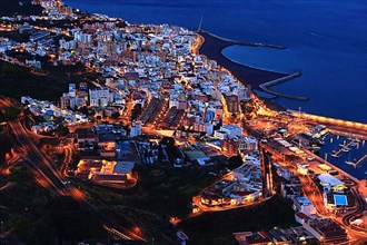 View from the Mirador Glorieta de la Concepcion of the city of Santa Cruz de la Palma at night