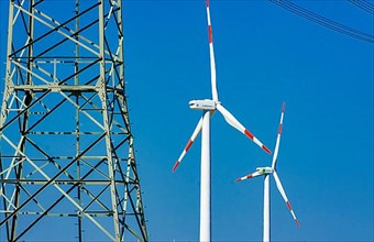 Wind turbines and high-voltage power line