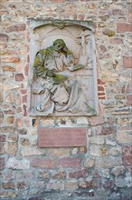 Wissembourg, sculpture of the monk Otfrid von Weissenburg