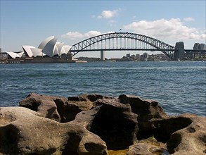 The Sydney Opera House and Harbour Bridge, view from Mrs Macquaries Point