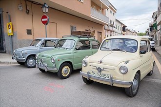 Old cars vintage Fiat at market fair Fira de Sineu, Sineu