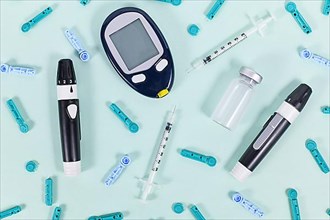 Diabetes treatment equipment with blood glucose sugar meter, lancets