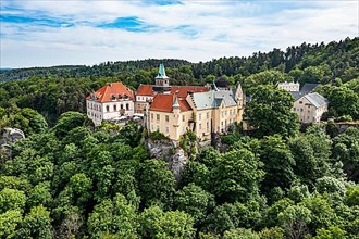 Aerial of Hruba Skala castle, Bohemian paradise