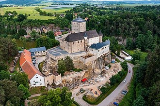 Aerial of Kost castle, Bohemian paradise