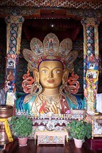 Buddha statue Maitreya, Yellow Cap Monastery Tikse or Thiksey or Thikse