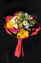 Beautiful bouquet of flowers at the street flower vendor,