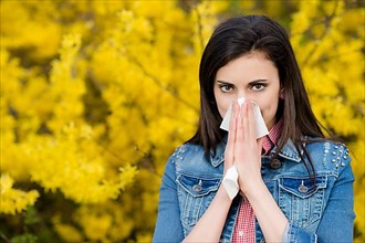 Woman with pollen allergy,