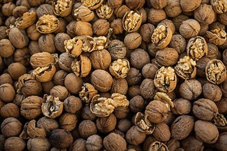 Whole walnuts background. Healthy organic food concept,