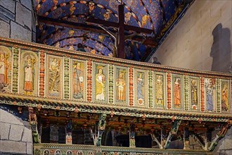 Enclosed parish enclos paroissial, statues of saints on the rood screen