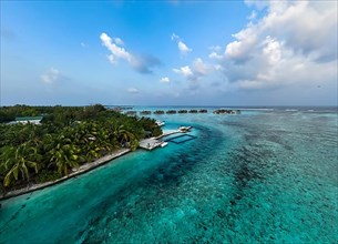 Aerial view, Gili Lankanfushi with water bungalows