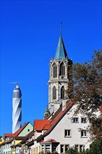 Test tower for lifts in Rottweil under a cloudless blue sky. Rottweil, Freiburg