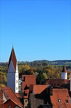 The Gerbert Tower of Kaufbeuren in fine weather. Kaufbeuren, Swabia