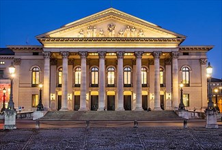 Bavarian State Opera, National Theatre at dusk on Max-Joseph-Platz