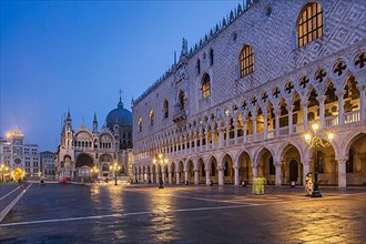 Piazzetta with Doge's Palace and St Mark's Basilica at dawn, Venice