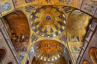 Gold mosaics in the domes of the vestibule of St Mark's Basilica, Venice