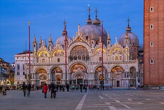 St Mark's Square with St Mark's Basilica at dusk, Venice