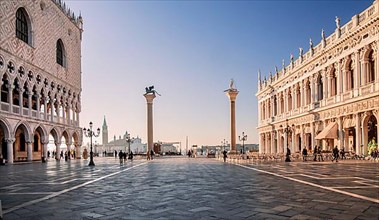 Piazzetta with Doge's Palace and Biblioteca Marciana in front of San Giorgio Island, Venice