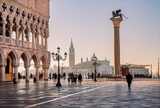 Piazzetta with Doge's Palace and Marcus Column in front of San Giorgio Island, Venice
