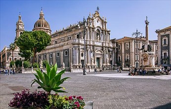 Cathedral Square with Cathedral and Elephant Fountain in the Old Town, Catania