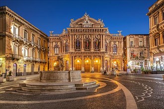 Teatro Massimo Bellini Opera House in the Old Town in the Evening, Catania