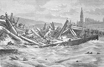 The collapse of the bridge of Linz, Austria