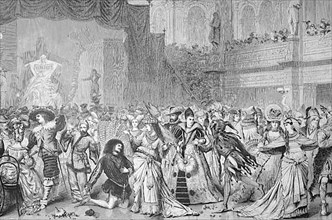 Historical illustration of the costume party or carnival party of artists in Berlin, Germany