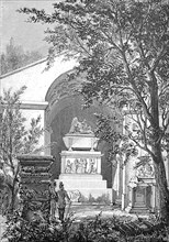 Historical illustration of the tomb of Joachim Winckelmann, Trieste