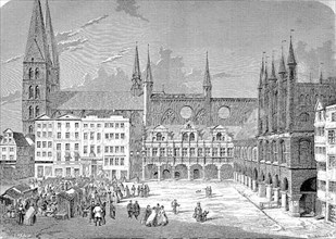 City Hall and St. Mary's Church and Hospital to the Holy Spirit, Luebeck