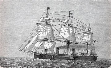 The armoured frigate Schiff Kaiser of the Kaiserliche Marine,1882