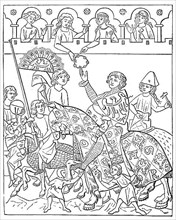 Cultural state in the 13th and 14th century, handing over the tournament prize to the victorious knight