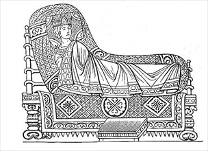 Cultural state in the 12th century, a king on his bed