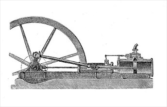 Horizontal steam engine with base plate,1880