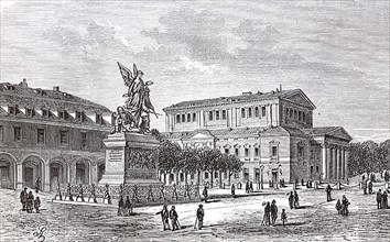 The Court Theatre and the State War Memorial in Darmstadt in 1880, Hesse