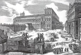 The Piazza di Monte Cavallo in Rome in the 17th century, with the Quirinal