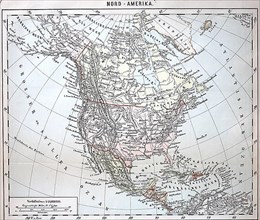 Map of North America from 1890, Southern States and Northern States