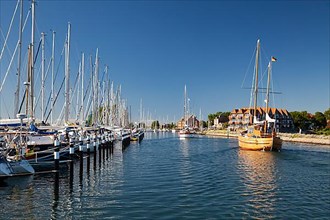 Port of Orth with sailingboats Fehmarn Island, Baltic Sea