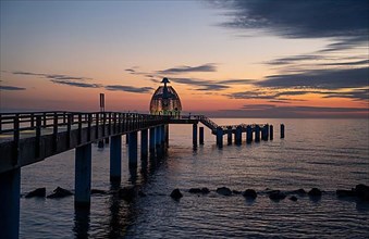 Sellin pier at sunrise on the island of Ruegen, Germany