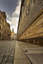 Historic streets in Dresden with Corona mask on the ground, Dresden