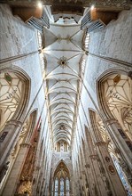Looking up towards the organ in Ulm Cathedral, Ulm