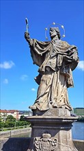 Nepomuk is a statue on the old Main bridge in Wuerzburg. Lower Franconia, Franconia