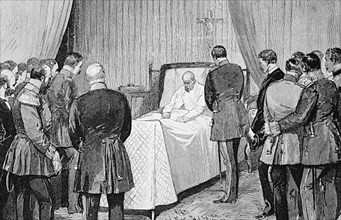 Farewell at the deathbed of Wilhelm I. Wilhelm Friedrich Ludwig of Prussia, 22 March 1797 to 9 March 1888 from the House of Hohenzollern was King of Prussia and first German Emperor